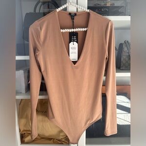 Express Tan longsleeve Bodysuit-NWT Size Small